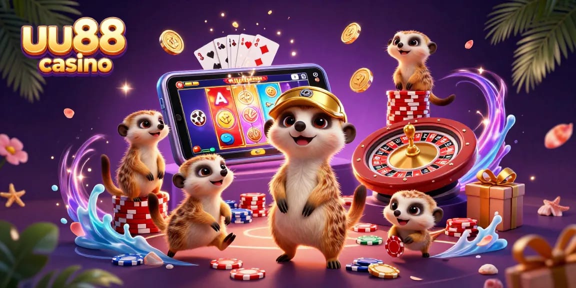 Experience the excitement of uu88 casino with meerkats running a vibrant casino operation filled with games and prizes.