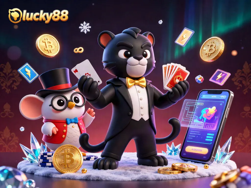 Engage in thrilling gameplay with lucky88, featuring a stylish panther dealer and vibrant casino elements.