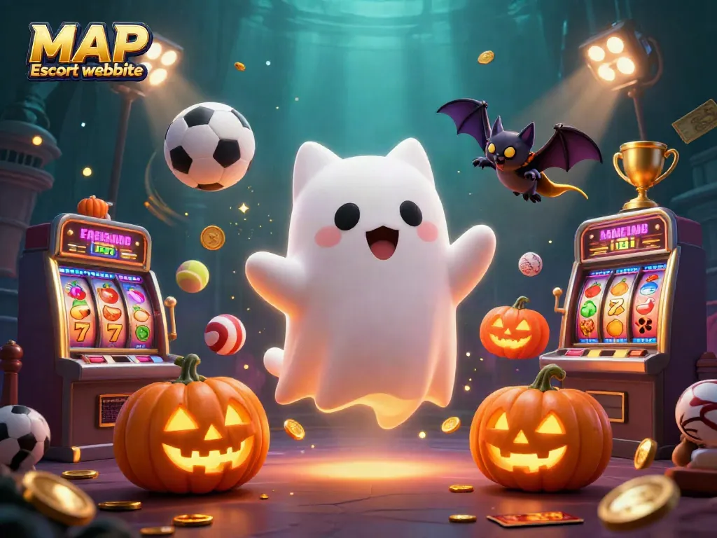 Engage with the MAP Escort website's immersive experience featuring a ghost cat in a haunted casino.
