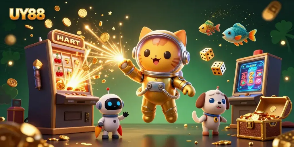 Experience UY88's thrilling jackpot adventures in a vibrant cosmic casino scene.