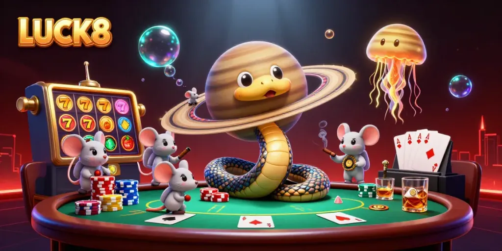 Experience the thrill of LUCK8 with dynamic gaming elements and cosmic characters.