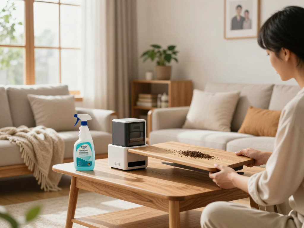 Traitement en douceur des meubles en bois avec Shashel®, garantissant un environnement sain et accueillant.