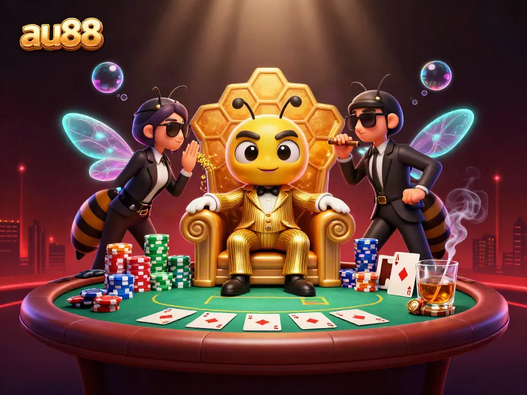 Engage in thrilling casino action with the au88 bumblebee mob boss in a vibrant scene