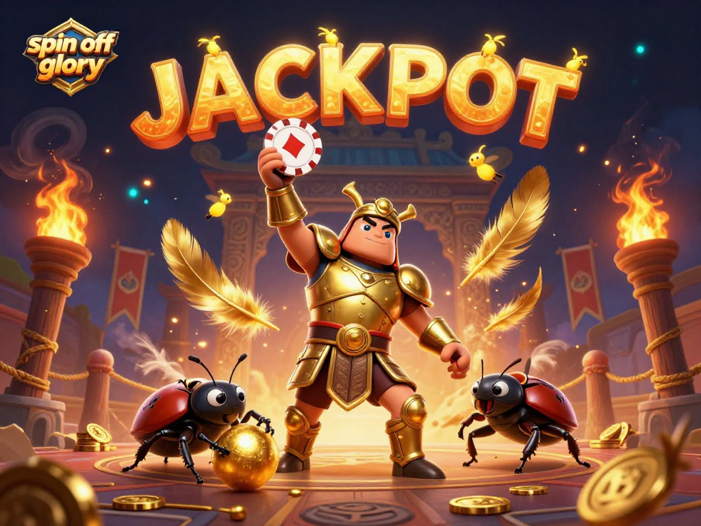 Spin off glory with a victorious hercules beetle in a vibrant casino scene full of gold and excitement.