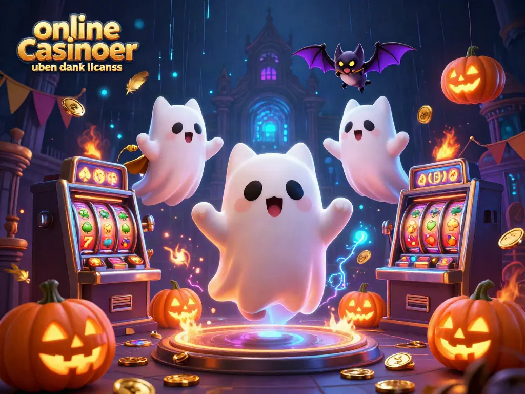 Explore thrilling online casinoer uden dansk licens with a friendly ghost cat and vibrant gaming elements.