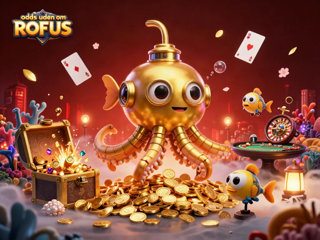Experience thrilling bets with odds uden om ROFUS, featuring a captivating golden kraken submarine and casino elements.